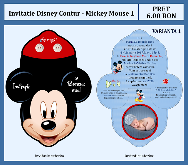 invitatii botez contur Mickey Mouse 1