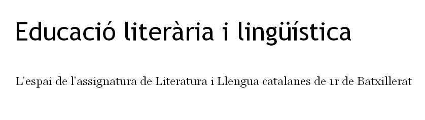 EDUCACIÓ LITERÀRIA I LINGÜÍSTICA