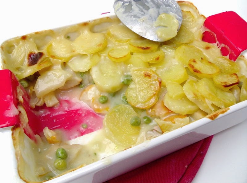 Gourmande ou passionnée... Gratin de haddock, pommes de terre et petits pois