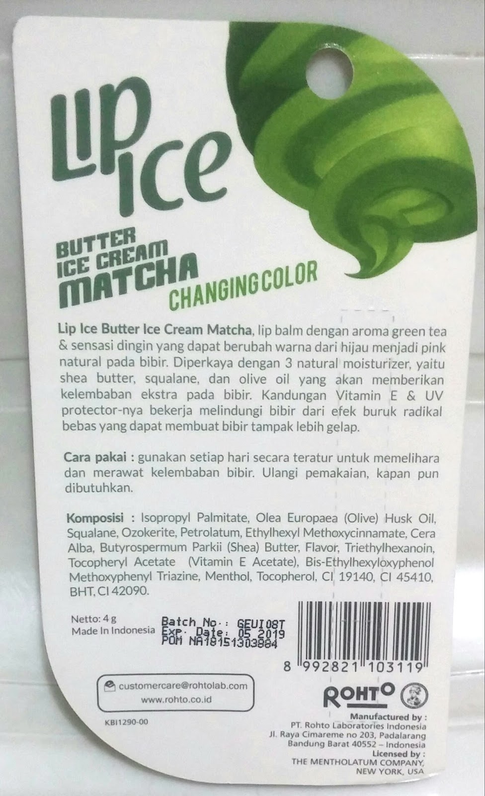 Rohto Mentholatum Lip Ice Butter Ice Cream Matcha WateryScenery