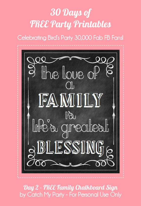 Free Printable Family Chalkboard Party Sign Party Ideas Party
