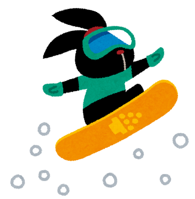 スノーボードをしている ぴょこ のイラスト