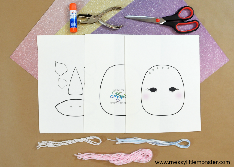 Unicorn crafts for kids are the best! Here is an easy diy unicorn mothers day card for kids to make using our free printbale unicorn template.