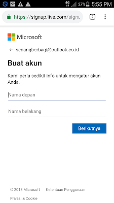 isi nama email di hotmail