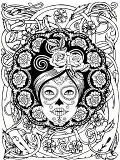 Skull mandala coloring pages - Day of the dead mandala - Coco disney pixar coloring pages
