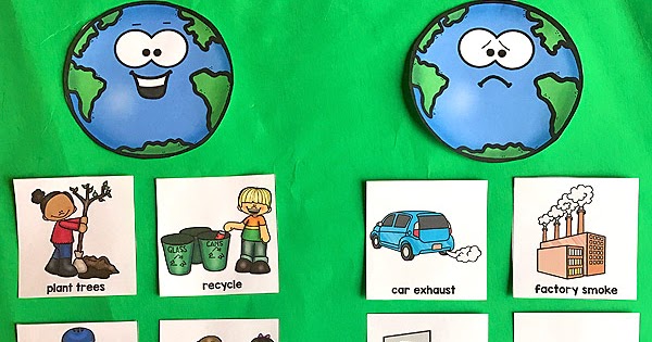Happy Earth vs. Sad Earth Sorting Activity | Totschooling - Toddler