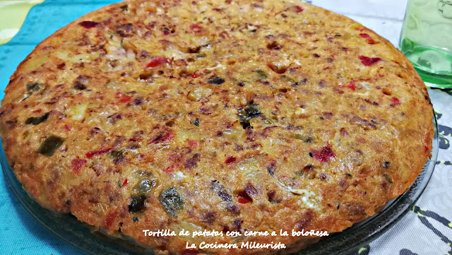 Tortilla De Patatas Con Carne A La Boloñesa
