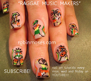 hemp fest nail art. reggae nail art. red yellow green and black nail art. rasta nails, weed nail,
