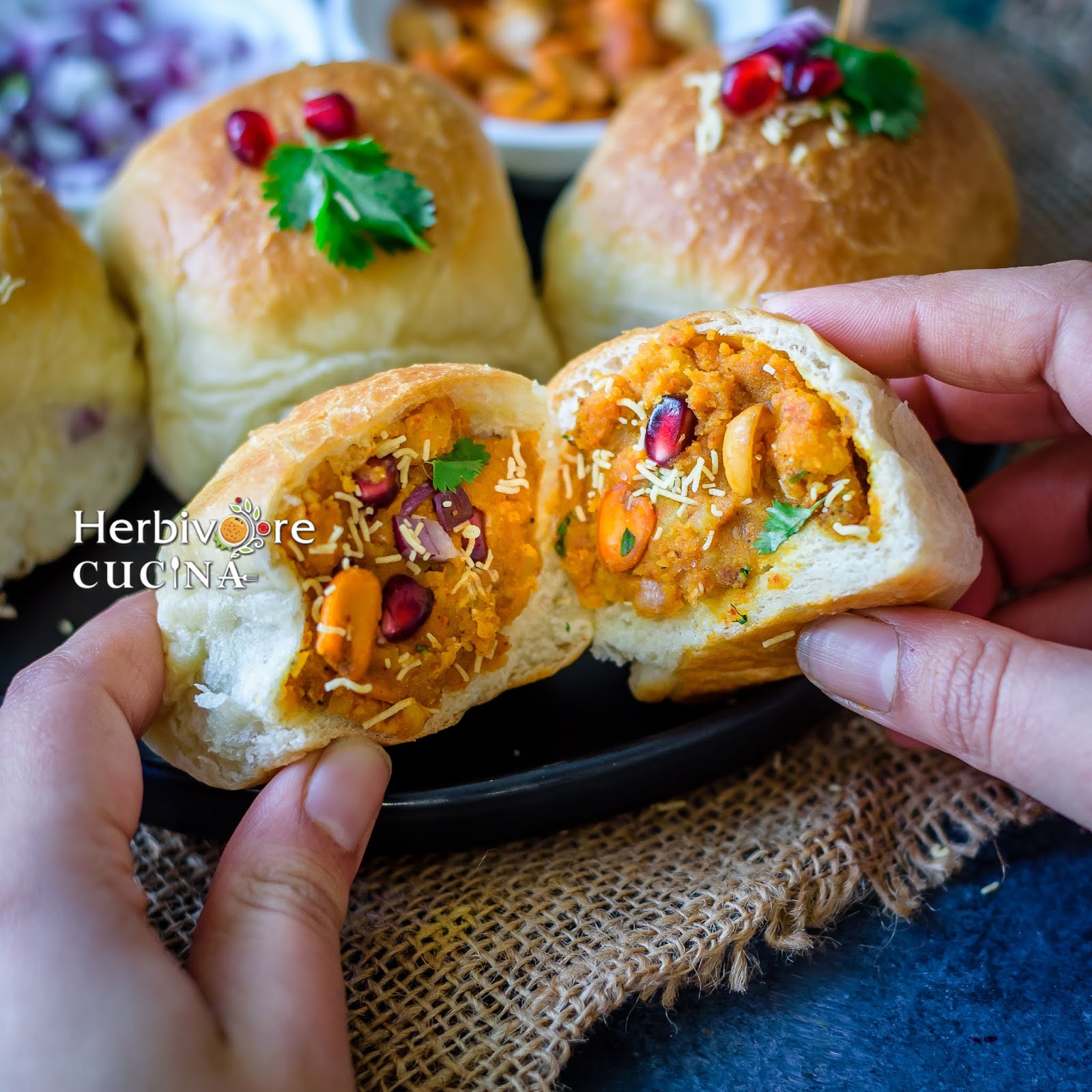 Herbivore Cucina Baked Stuffed Dabeli Potato Stuffed Buns