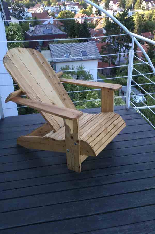 used wooden pallets furniture: Adirondack chair made from pallets
