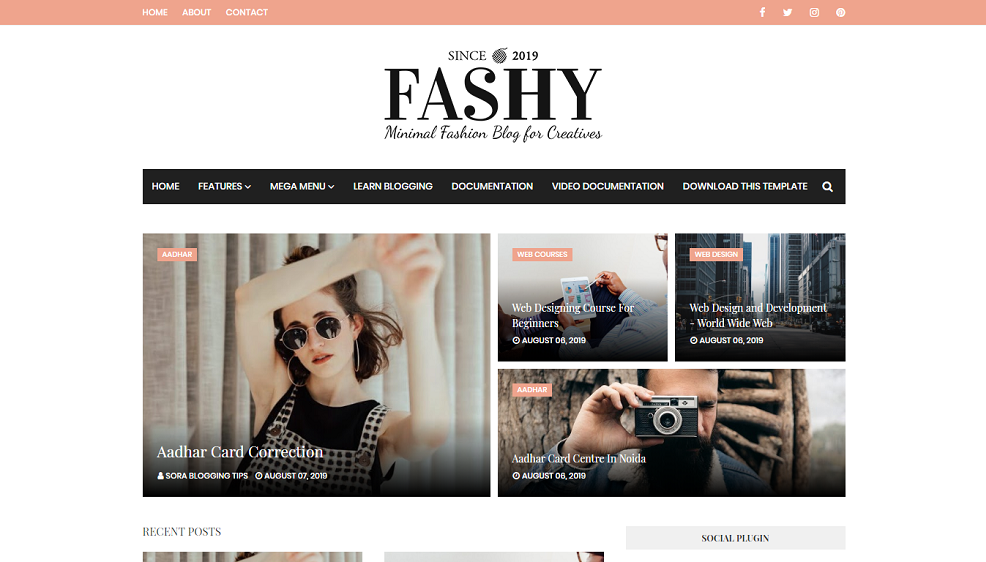 Fashy - Plantilla de blogger de moda mÃ­nima