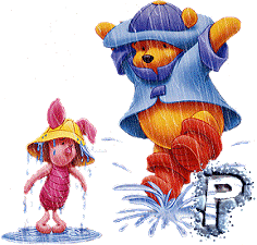 Abecedario Animado de Winnie the Pooh y Piglet Jugando Bajo la Lluvia.