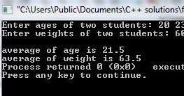 Education for ALL: C++ program to find Average() of AGE and WEIGHT of ...
