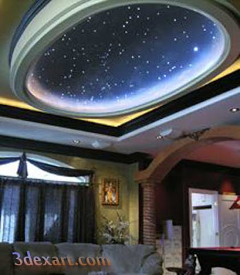 fiber optic star ceiling, starry sky stretch ceiling lighting ideas, luxury ceiling