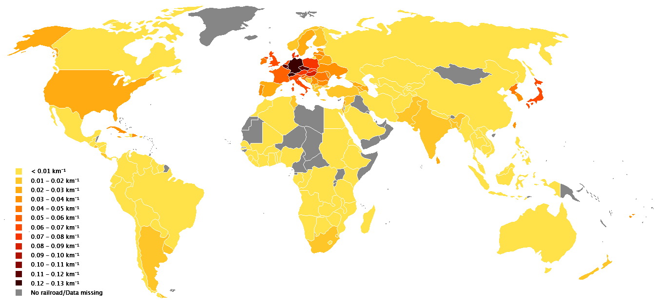 Railway density by country Railway density by country
