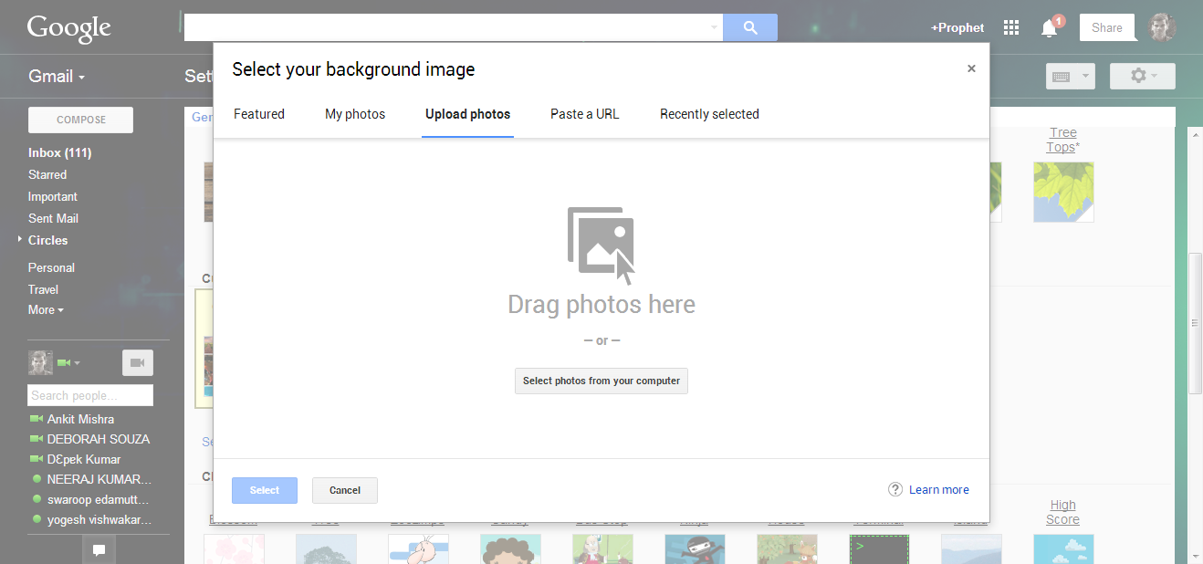 Change Gmail Account Background Picture