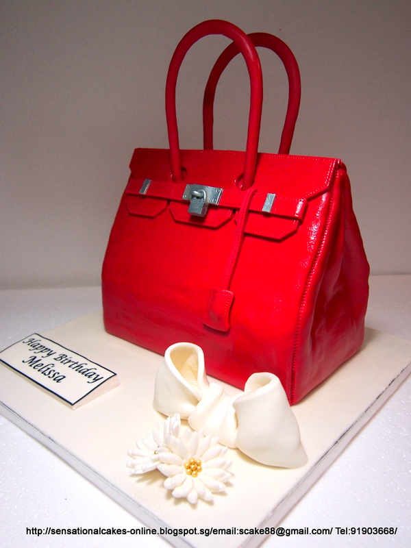 The Sensational Cakes: Hermes Berkin Bag Cake Singapore / RED / Silver