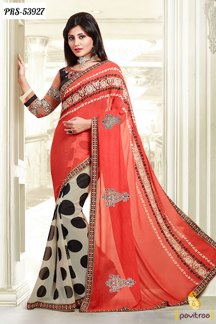 Bollywood actress Rimi sen red color georgette bollywood saree online shopping with discount sale