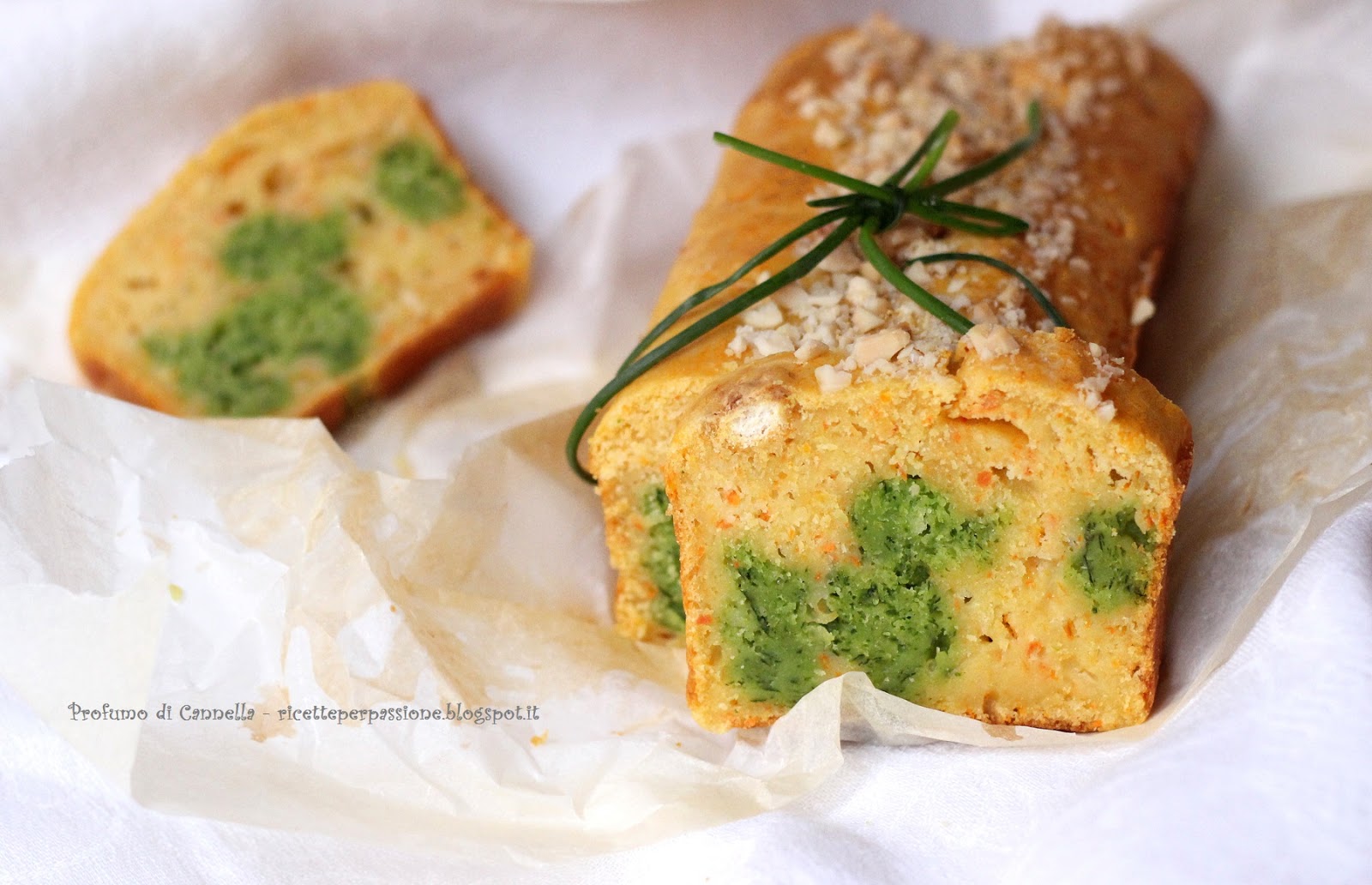 plumcake salato con sorpresa - carote e spinaci per colorare naturalmente