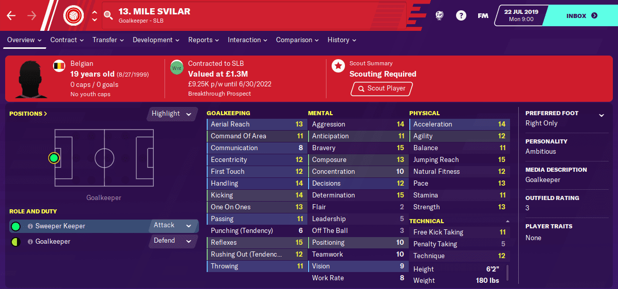 Football Manager 2020 Wonderkid - Mile Svilar Football Manager 2020 Wonderkid - Mile Svilar