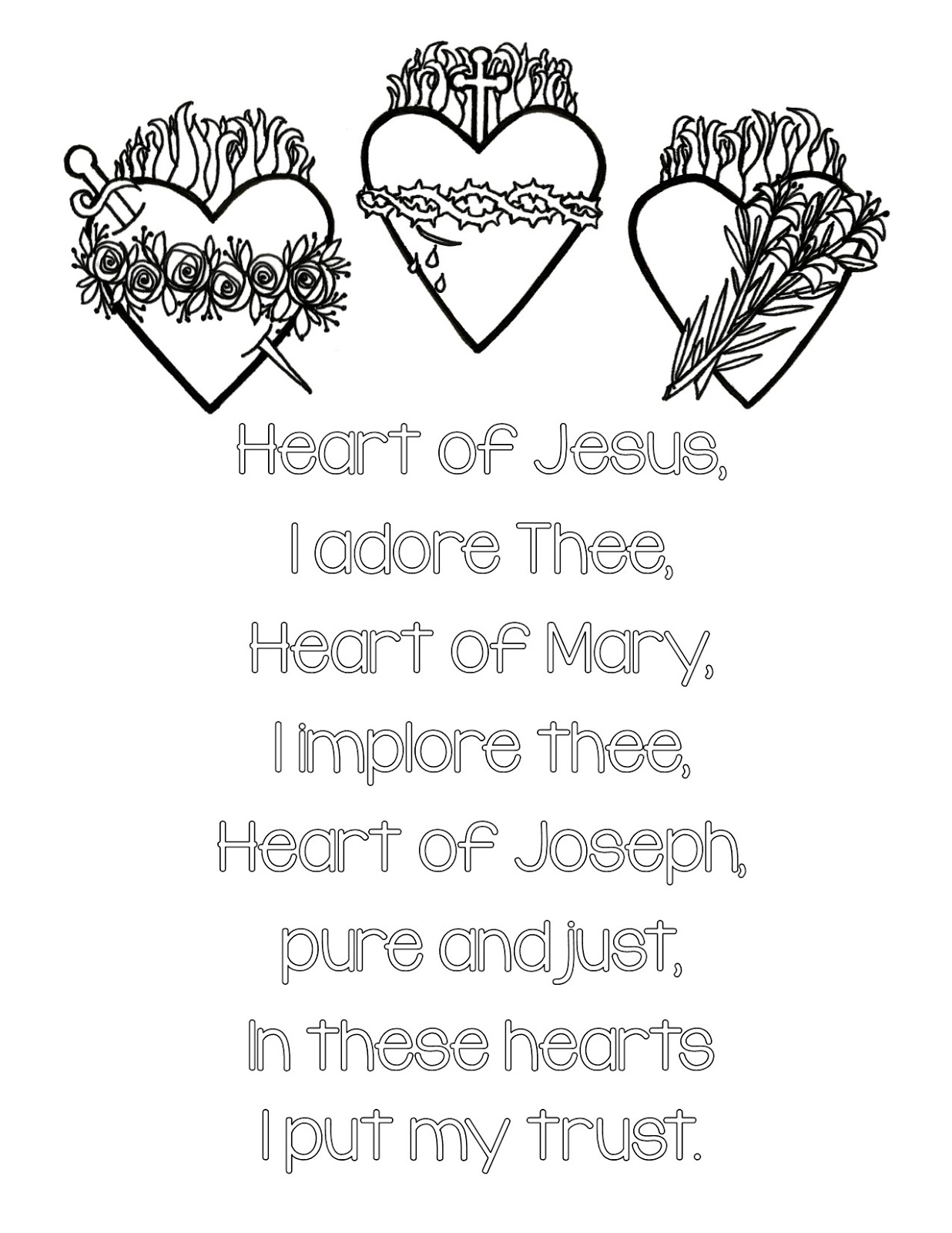 Look to Him and be Radiant: Holy Family Hearts Coloring Pages and Card