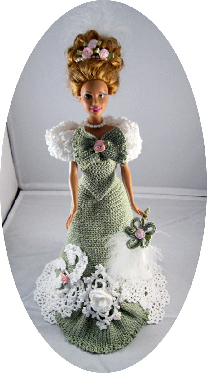 Cottage Crafts Barbie Crochet Ball Gown Dress Costume