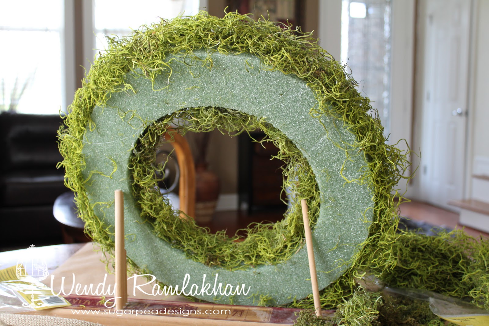 SugarPea Designs Fall Moss Covered Wreath Tutorial