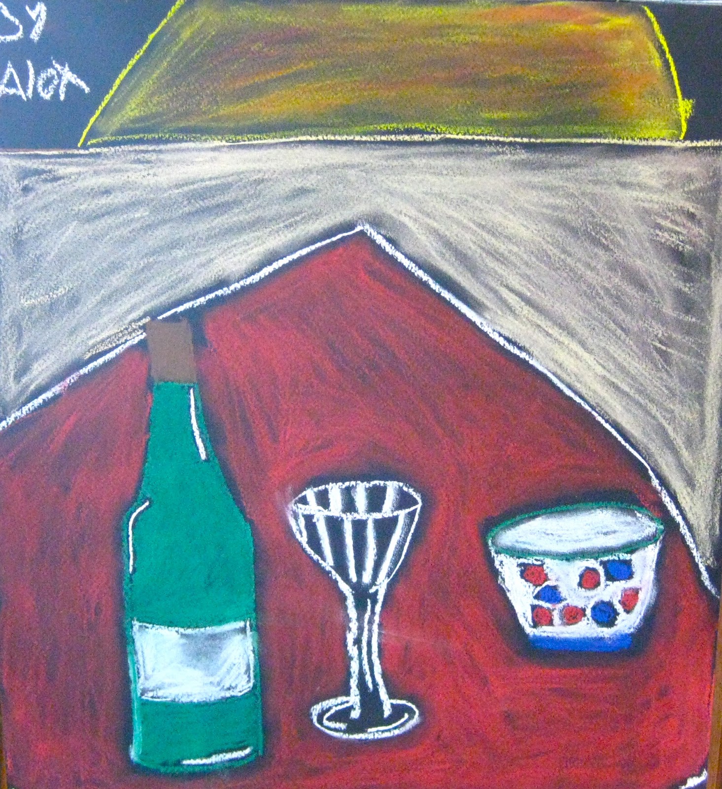 Susan's Art Club Still Life on Black paper using Pastels