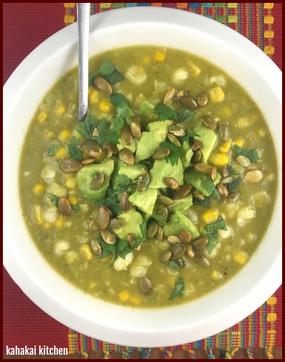 Kahakai Kitchen: Emerald Corn Chowder with Roasted Tomatillos and ...