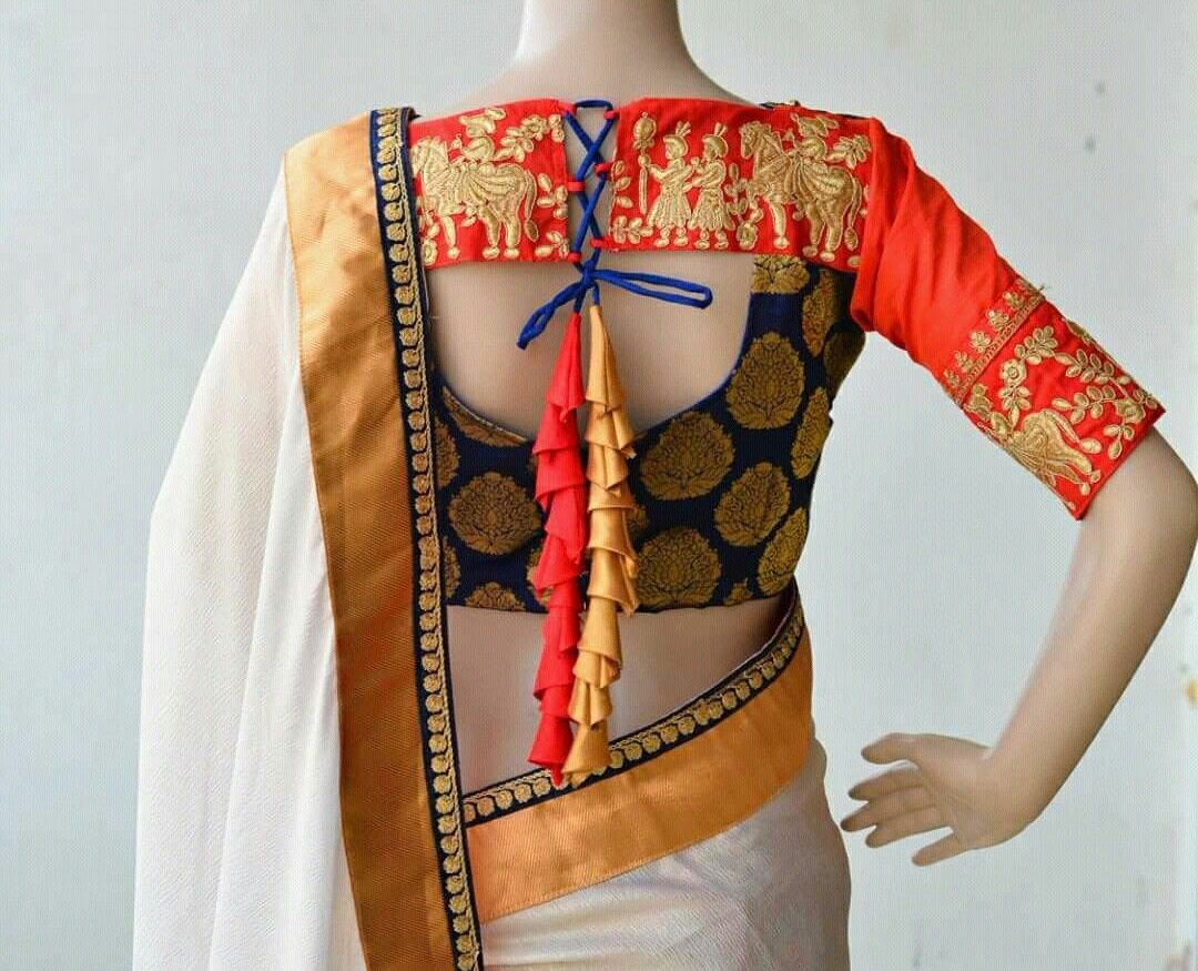 35 Traditional blouse back neck designs for silk sarees | Bling ...