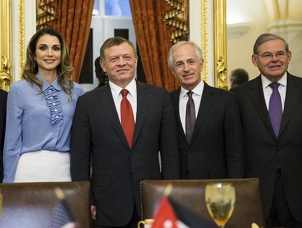 King Abdullah and Queen Rania meet with members of the Senate Foreign Relations Committee