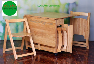 Bộ bàn ghế xếp tự nhiên chữ nhật Lộc Lâm Furniture 
