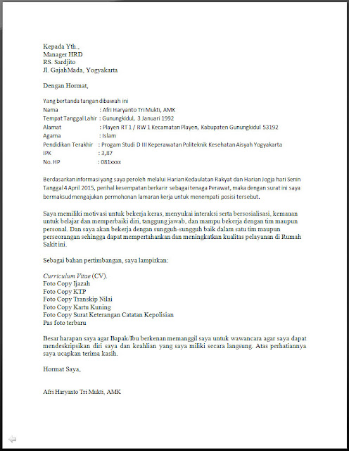 Contoh Surat Lamaran Kerja Perawat Di Klinik James Horner Unofficial