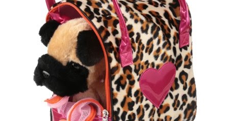 pucci pups pink and white plush bag and schnauzer