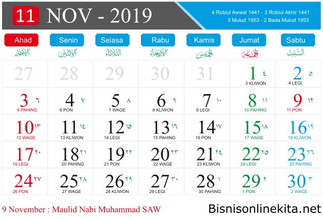 kalender 2019 november
