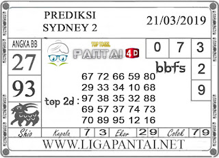 Prediksi Togel “SYDNEY 2” PANTAI4D 21 MARET 2019