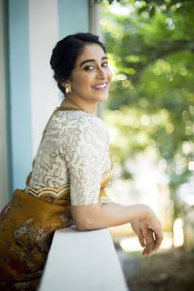 Actress Regina Cassandra Yellow Designer Saree Stills