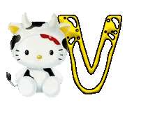 Alfabeto de Hello Kitty disfrazada de vaquita V.