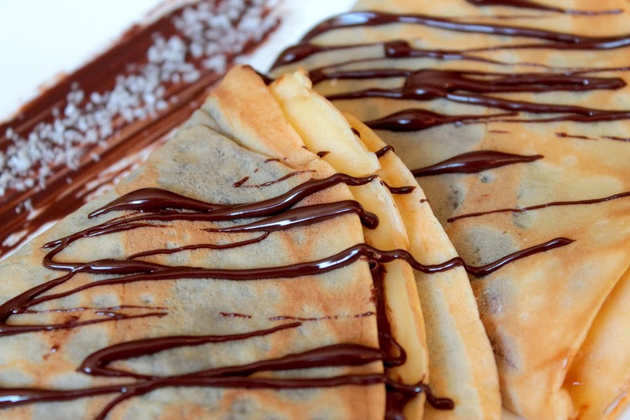 Crepes dulces sin lactosa rellenos de nutella y coco