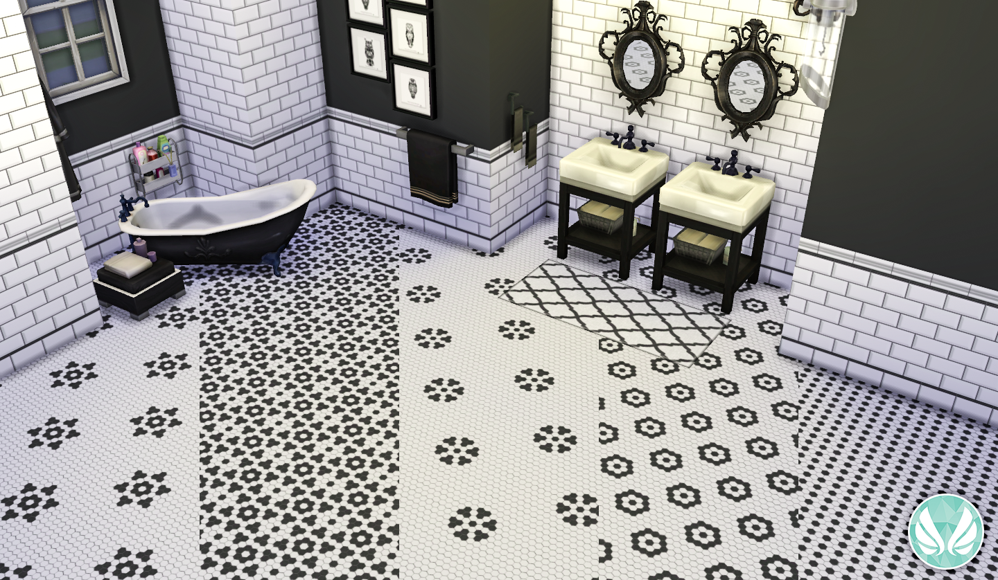 Simsational Designs: Black and White Hexagon Floor Tiles