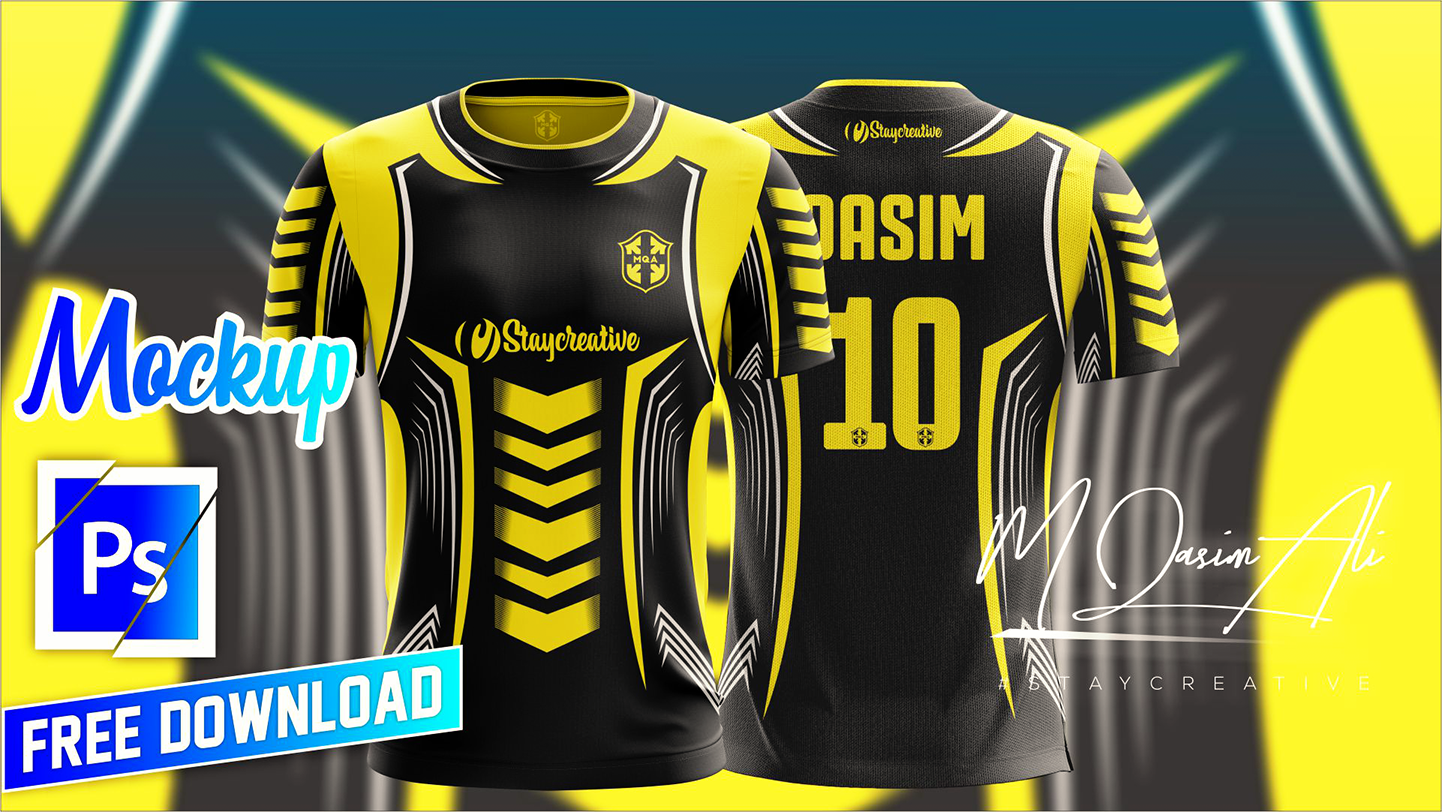 Download Best Football Shirt Design Tutorial + Free Yellow Image Mockup by M Qasim Ali 2 - M Qasim Ali
