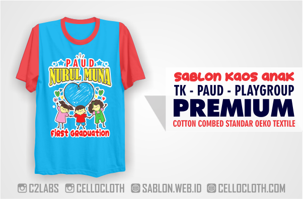 Sablon Kaos Anak TK Paud Play Group Raglan