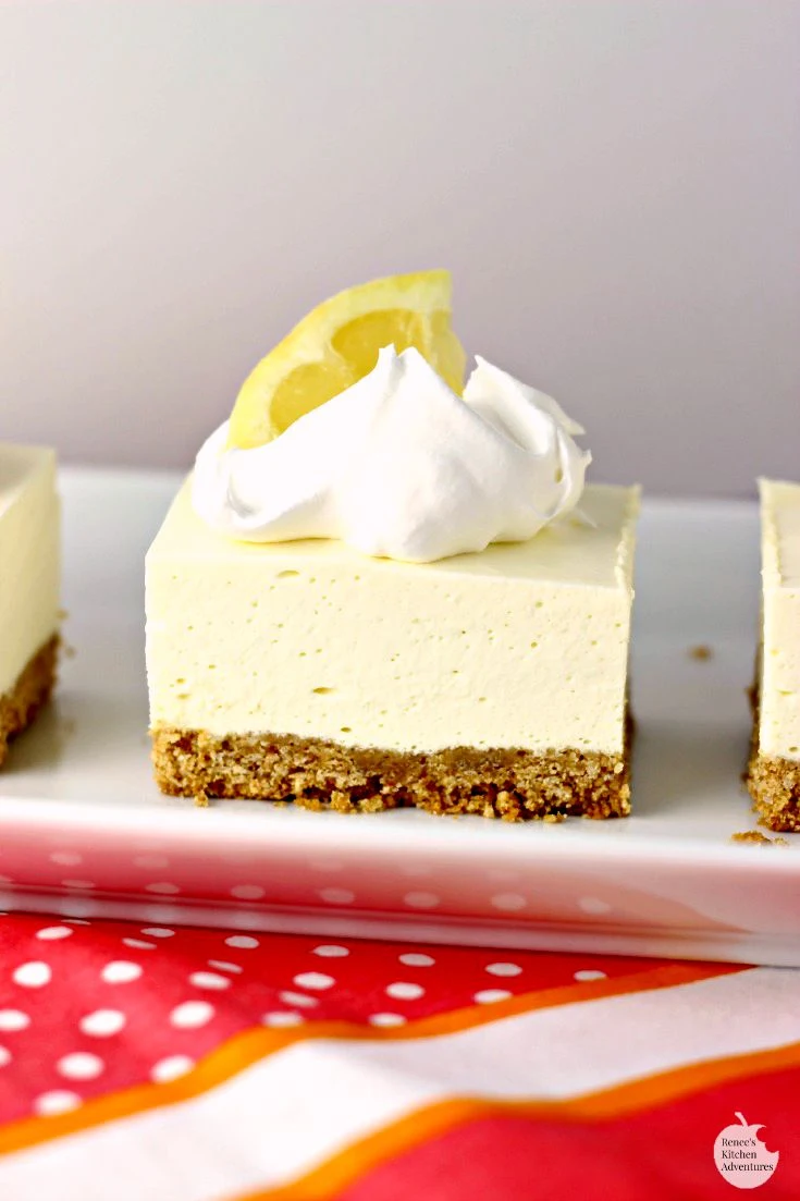 No Bake Lemon Cheesecake Squares | by Renee's Kitchen Adventures - NO BAKE easy dessert recipe that you NEED to make now! 