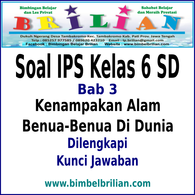 Download Soal IPS Kelas 6 SD Bab 3 Kenampakan Alam Benua