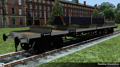Fastline Simulation: A clean dia. 1/472 Bogie Bolster D with imperial weights and a load of pipes.