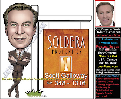 Soldiera Real Estate Agent Yard Sign Caricature 