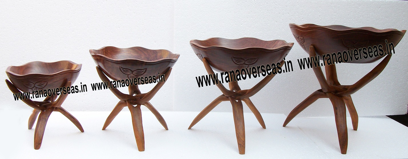 Rana Overseas Wooden Bowl and Wooden Bowl Stands