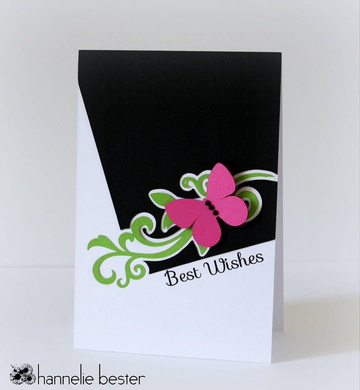 Best wishes card with flourish and butterfly