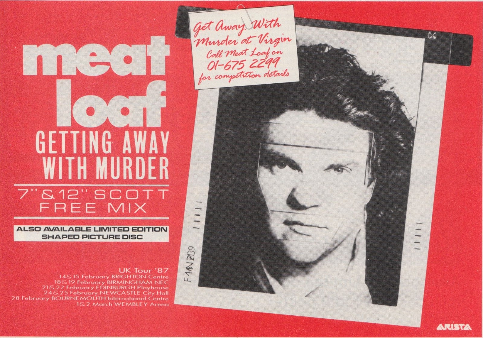 Top Of The Pop Culture 80s Meatloaf Getting Away With Murder 1986