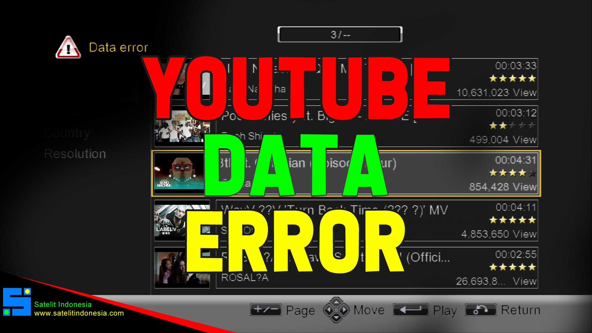 Receiver Youtube Data Error No Valid Information